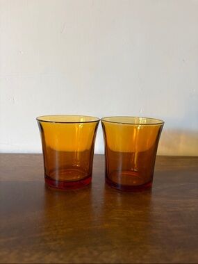 VINTAGE Duralex Lys - 210ml amber tumblers - Set of 2 - France